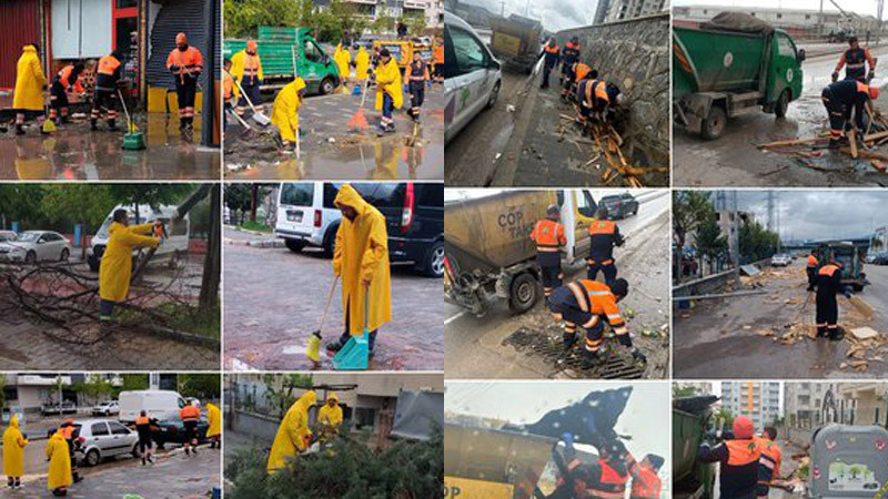 Şehitkamil’de fırtına sonrası seferberlik